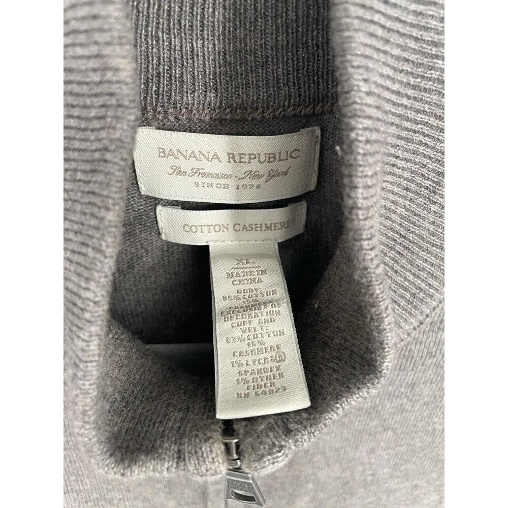 Banana Republic Men's Cotton Cashmere Pullover Quarterzip Size XL